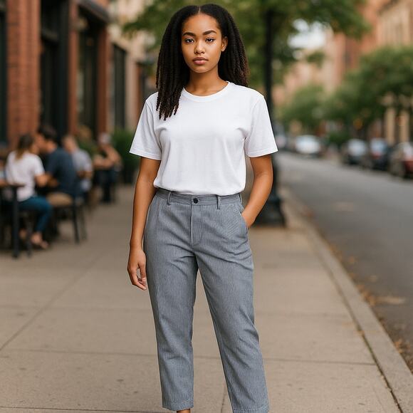 crown & ivy Pants - Crown & Ivy Women's 16W Seersucker Stripe‎ Cropped Pants